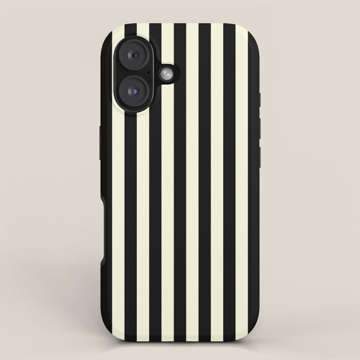 Pale Cream and Black Stripe iPhone Case