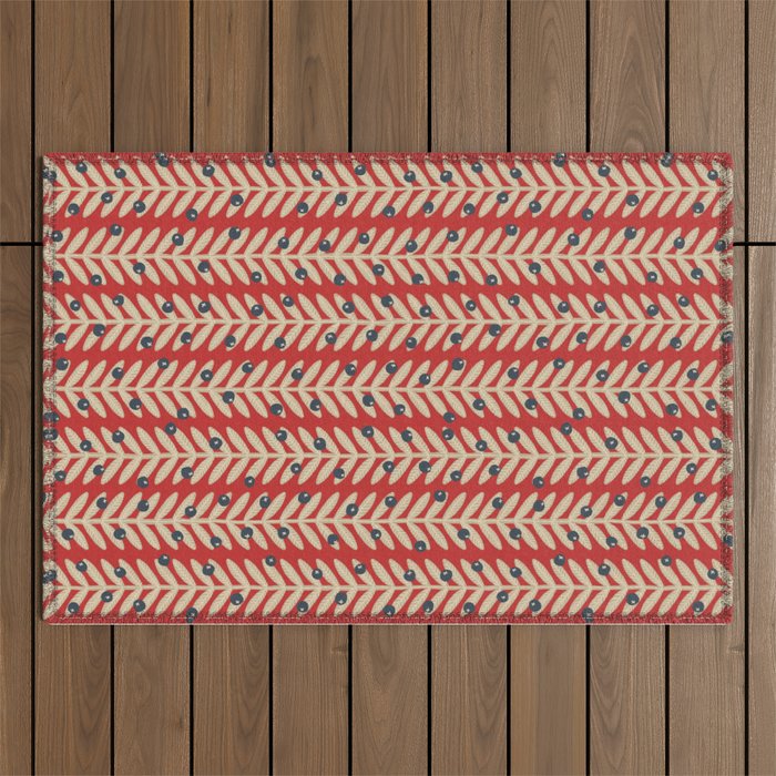 Festive Berries / Red, Beige & Blue Outdoor Rug Gallery Image 1