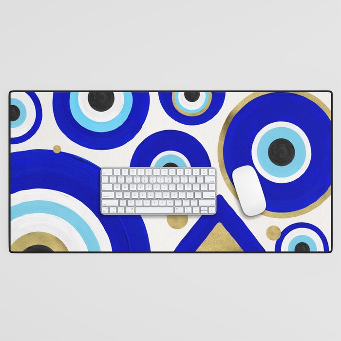 Evil Eye Charms on White Desk Mat Gallery Image 1