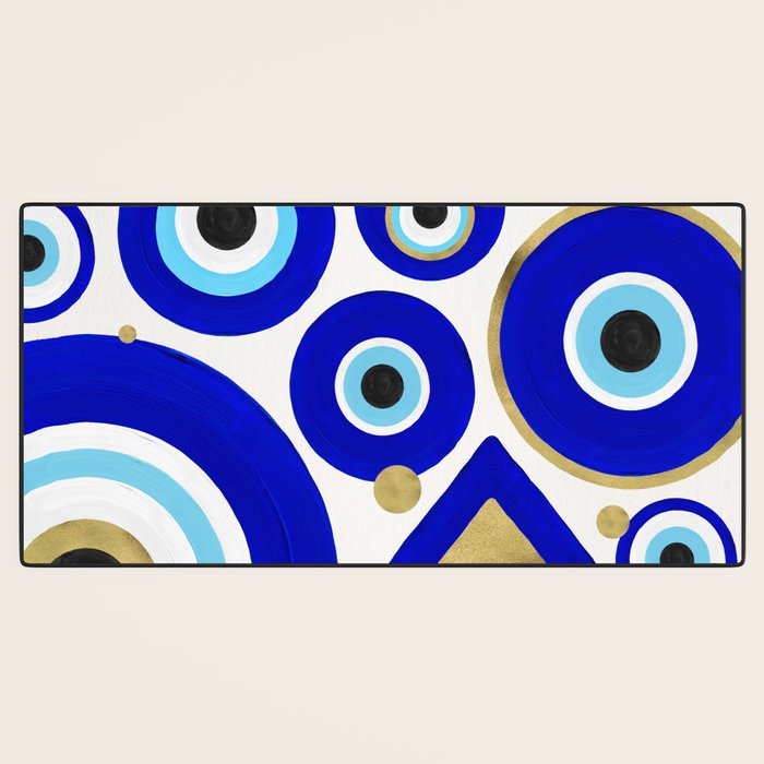 Evil Eye Charms on White Desk Mat Gallery Image 3