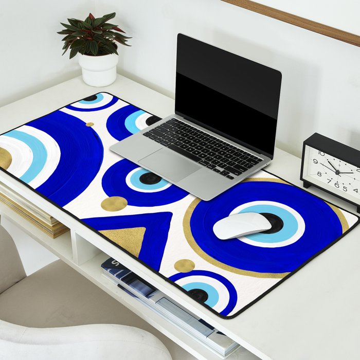 Evil Eye Charms on White Desk Mat Gallery Image 2