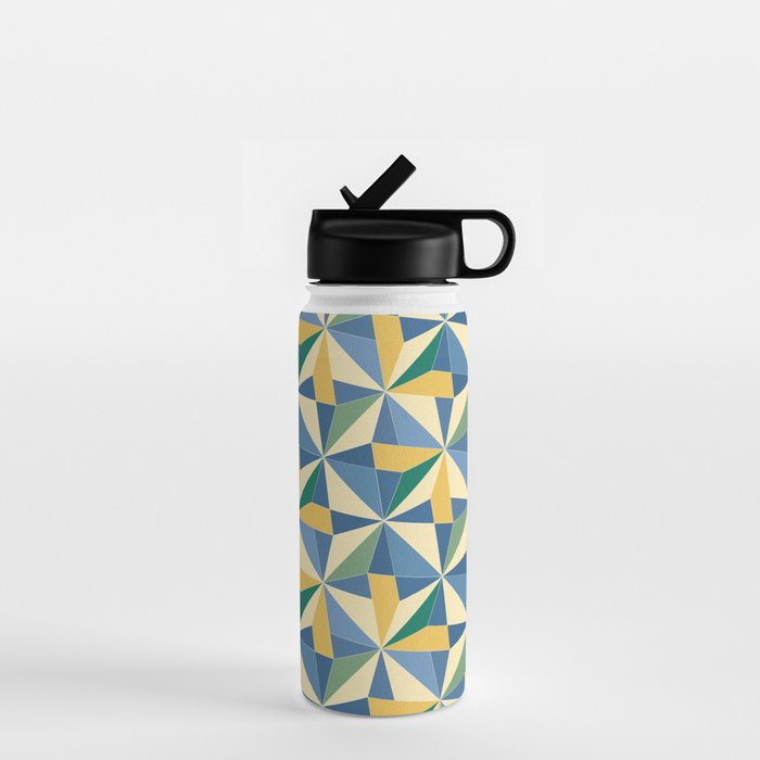Kaleidoscope Tile Pattern XV Bold Colorful Summer Water Bottle Gallery Image 1