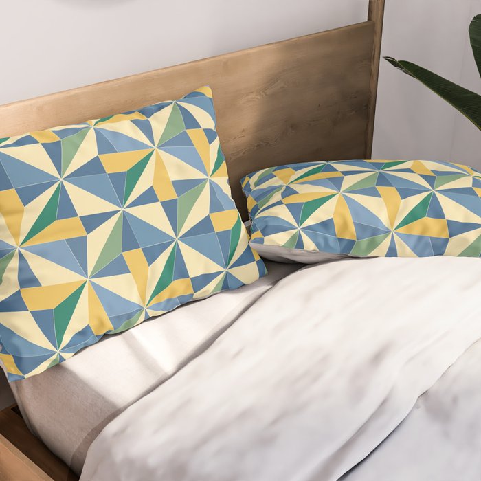 Kaleidoscope Tile Pattern XV Bold Colorful Summer Pillow Sham Gallery Image 2