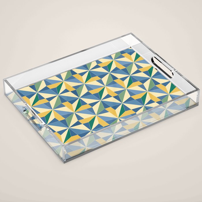 Kaleidoscope Tile Pattern XV Bold Colorful Summer Acrylic Tray Gallery Image 1