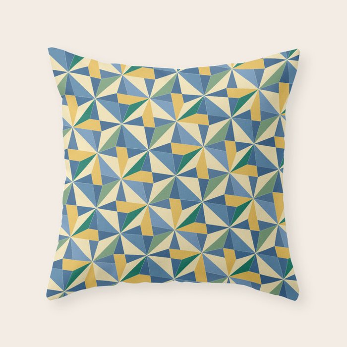 Kaleidoscope Tile Pattern XV Bold Colorful Summer Throw Pillow Gallery Image 2