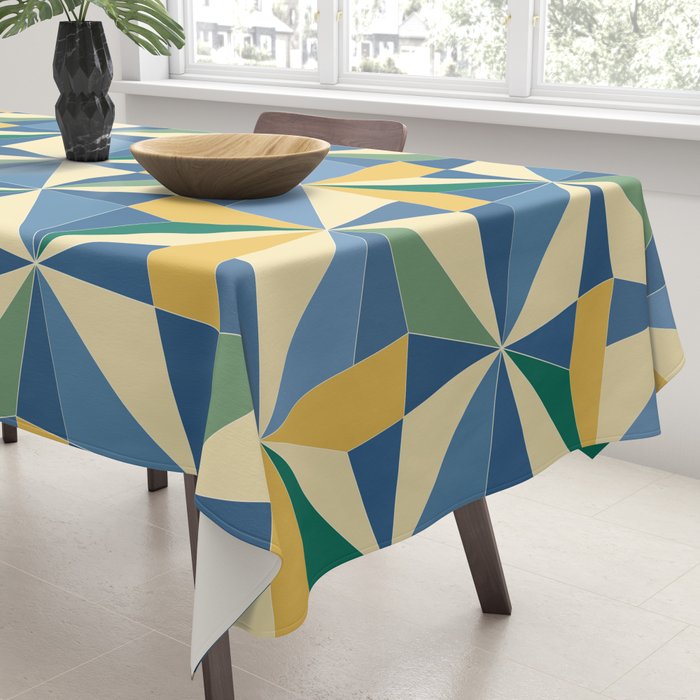 Kaleidoscope Tile Pattern XV Bold Colorful Summer Tablecloth Gallery Image 3