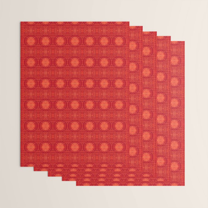 Orange Boho Oriental Traditional Antique Moroccan Style Wrapping Paper Gallery Image 3