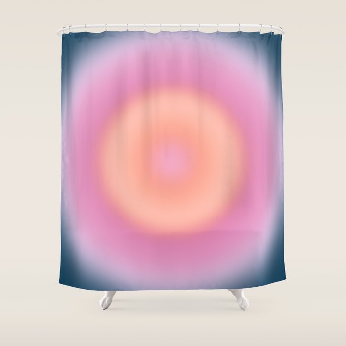 Magical Night | 01 - Gradient Print, Aura Art, Dark Blue And Pink Gradient Shower Curtain Gallery Image 1
