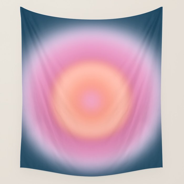 Magical Night | 01 - Gradient Print, Aura Art, Dark Blue And Pink Gradient Wall Tapestry Gallery Image 4
