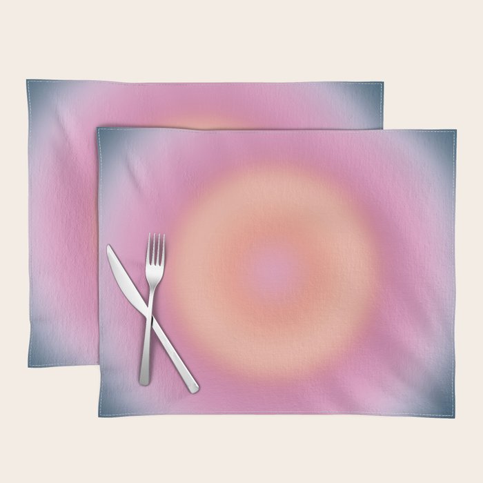 Magical Night | 01 - Gradient Print, Aura Art, Dark Blue And Pink Gradient Placemat Gallery Image 1