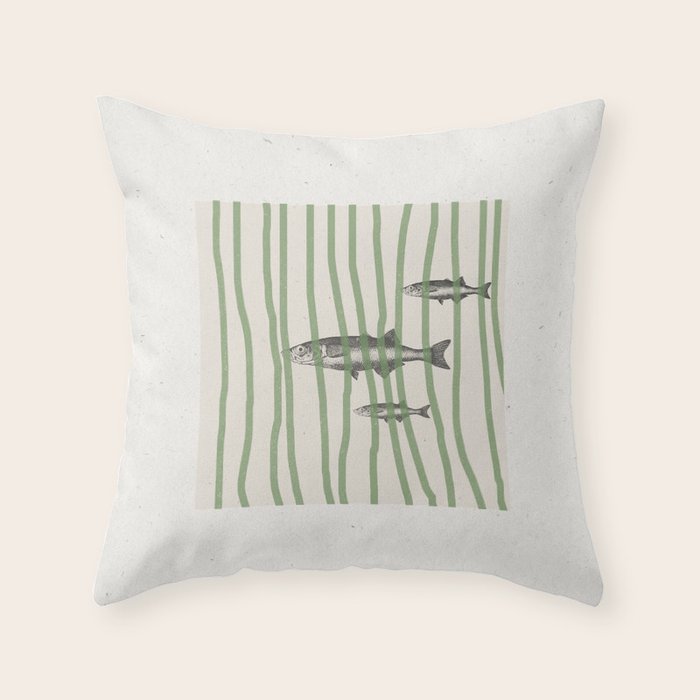 Fish in the grass Throw Pillow Gallery Image 6