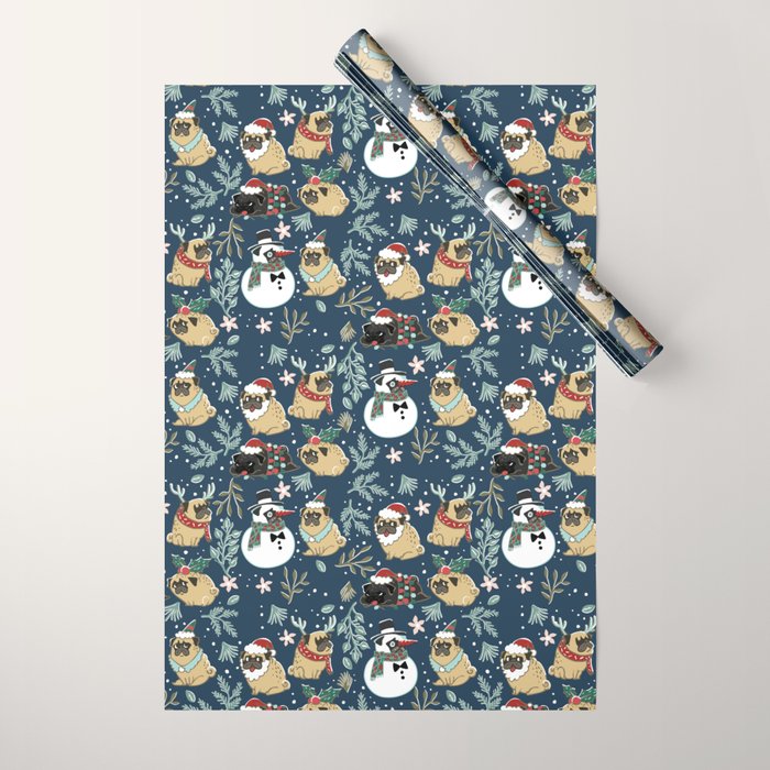 Christmas Pugs Wrapping Paper