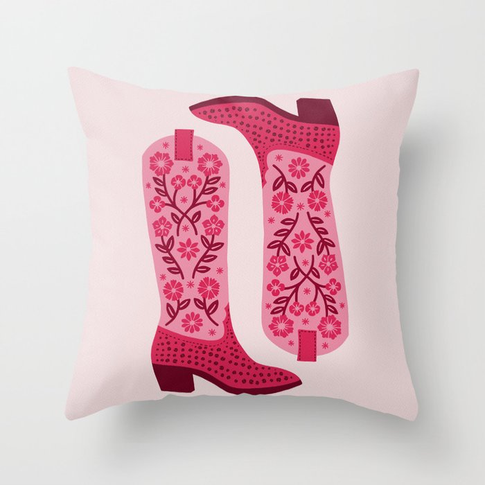 Cowgirl Boots - Hot Pink Throw Pillow Gallery Image 1