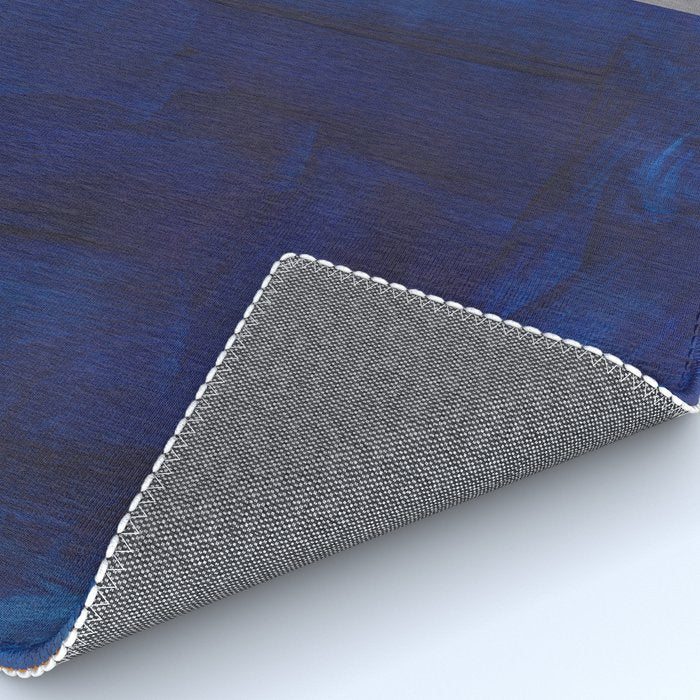 Minimalist Mid Century Rothko Color Field Navy Blue Yellow Ochre Grey Accent Square Colorblock Rug Gallery Image 4