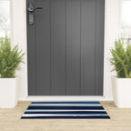 Ocean Beach Striped Landscape, Navy, Blue, Gray Welcome Mat Gallery Image 3