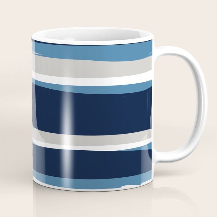 Ocean Beach Striped Landscape, Navy, Blue, Gray Coffee Mug Gallery Image 1