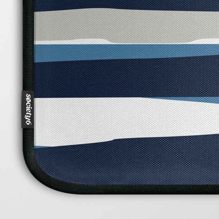 Ocean Beach Striped Landscape, Navy, Blue, Gray Laptop Sleeve Gallery Image 3
