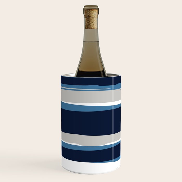 Ocean Beach Striped Landscape, Navy, Blue, Gray Wine Chiller Gallery Image 2