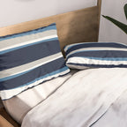 Ocean Beach Striped Landscape, Navy, Blue, Gray Pillow Sham Gallery Image 2