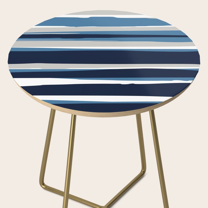 Ocean Beach Striped Landscape, Navy, Blue, Gray Side Table Gallery Image 2