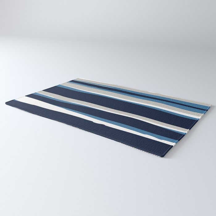 Ocean Beach Striped Landscape, Navy, Blue, Gray Rug Gallery Image 3