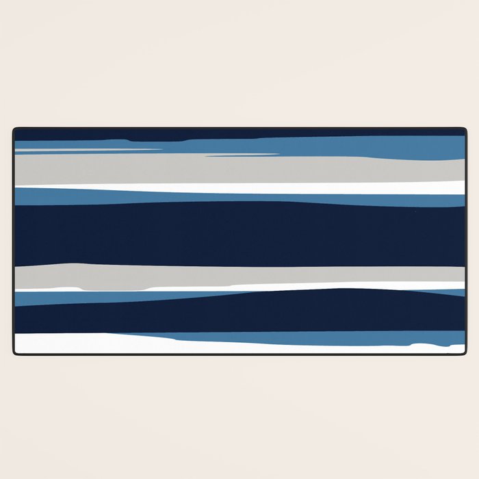 Ocean Beach Striped Landscape, Navy, Blue, Gray Desk Mat Gallery Image 3