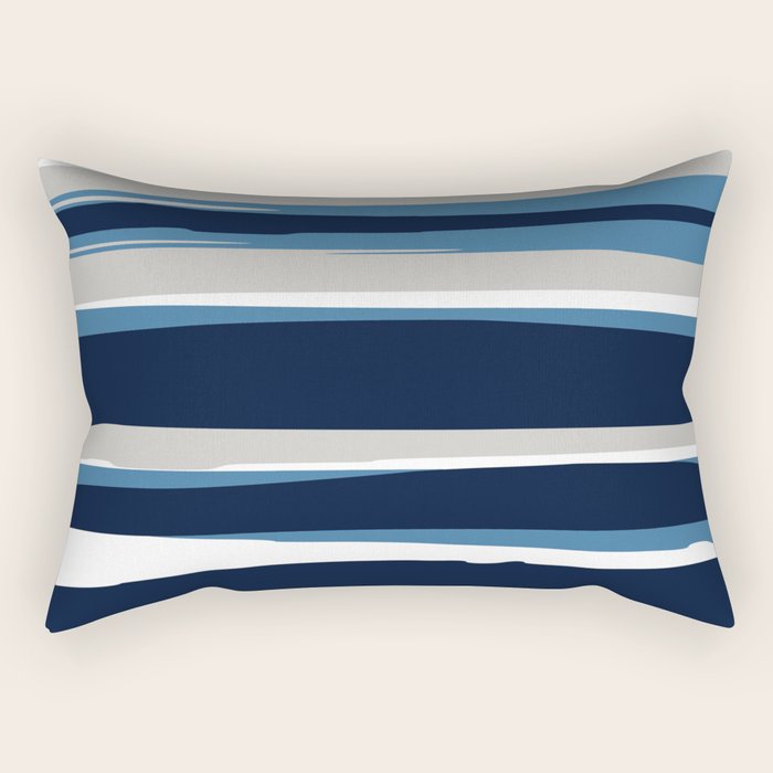 Ocean Beach Striped Landscape, Navy, Blue, Gray Rectangular Pillow Gallery Image 1