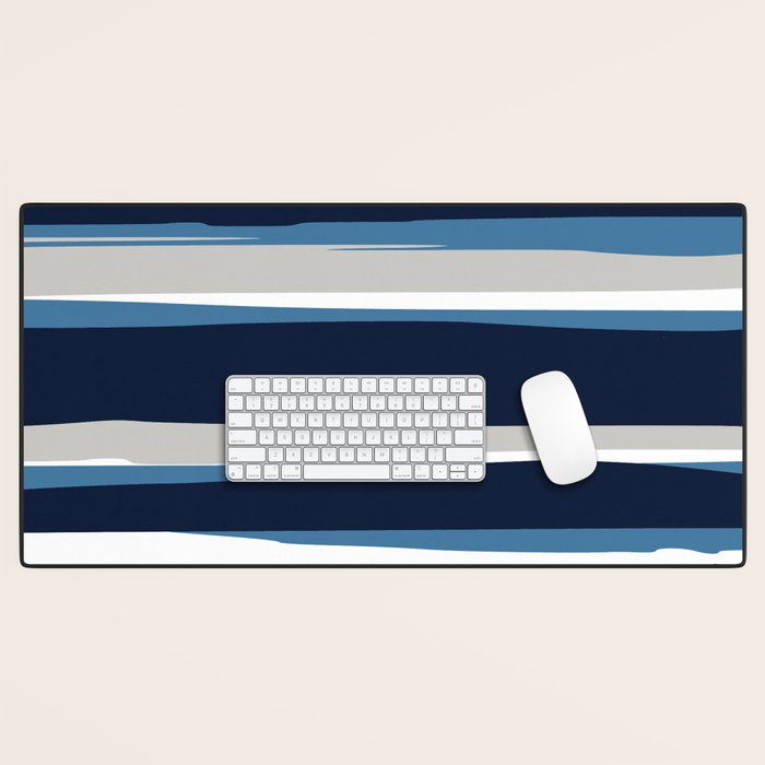 Ocean Beach Striped Landscape, Navy, Blue, Gray Desk Mat Gallery Image 1