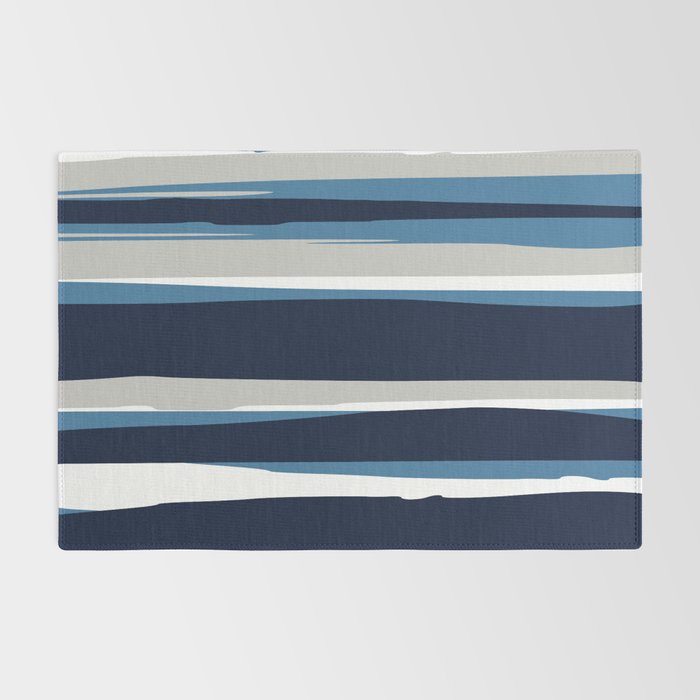 Ocean Beach Striped Landscape, Navy, Blue, Gray Rug Gallery Image 2
