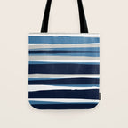 Ocean Beach Striped Landscape, Navy, Blue, Gray Tote Bag Gallery Image 1