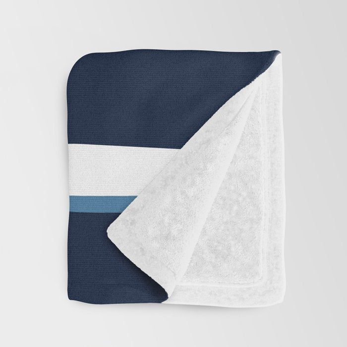 Ocean Beach Striped Landscape, Navy, Blue, Gray Throw Blanket Gallery Image 3