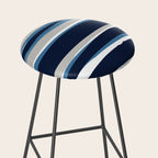 Ocean Beach Striped Landscape, Navy, Blue, Gray Stool Gallery Image 2