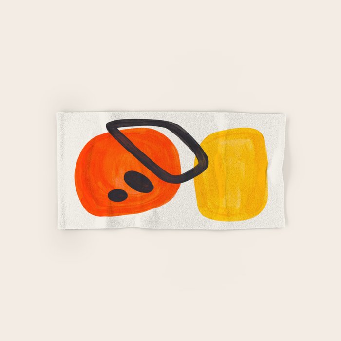 Colorful Mid Century Modern Abstract Fun Shapes Patterns Space Age Orange Yellow Orbit Bubbles Towels Gallery Image 1