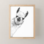 Sneaky Llama Black and White Mini Art Print Gallery Image 1