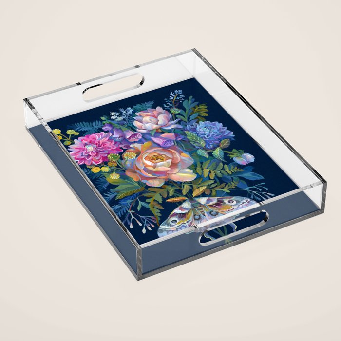 Moth Flower Bouquet Acrylic Tray Gallery Image 1