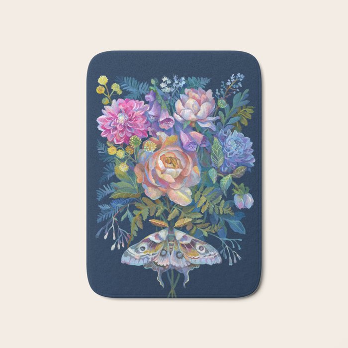 Moth Flower Bouquet Bath Mat Gallery Image 1