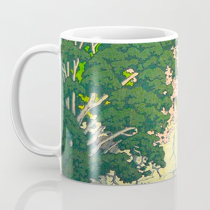 Vintage Japanese Woodblock Print Beautiful Water Creek Grey Rocks Green Trees Coffee Mug Gallery Image 3