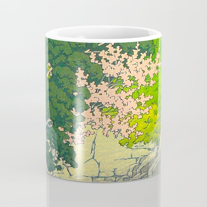 Vintage Japanese Woodblock Print Beautiful Water Creek Grey Rocks Green Trees Coffee Mug Gallery Image 4