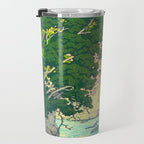 Vintage Japanese Woodblock Print Beautiful Water Creek Grey Rocks Green Trees Travel Mug Gallery Image 3