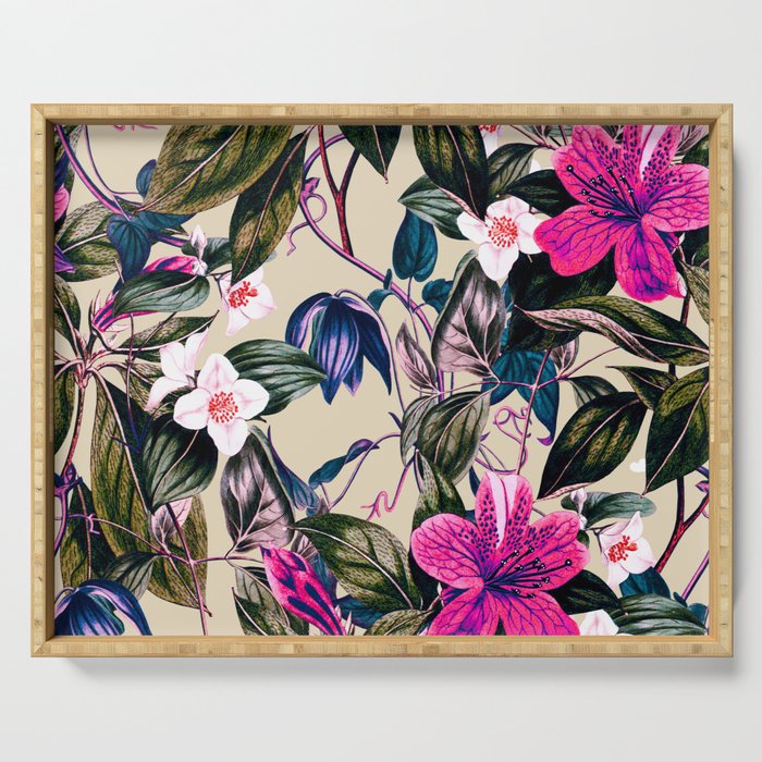 Pattern antique botanical flowers Serving Tray Gallery Image 1