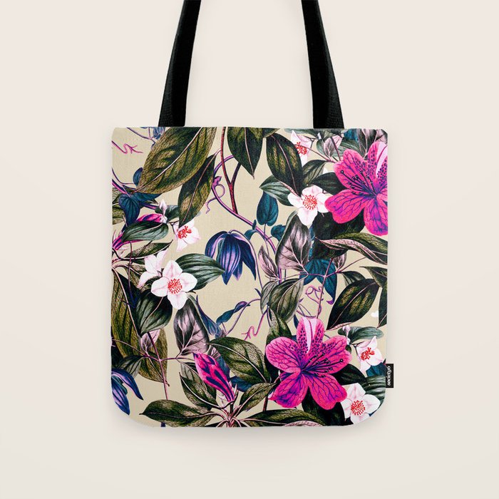 Pattern antique botanical flowers Tote Bag Gallery Image 1
