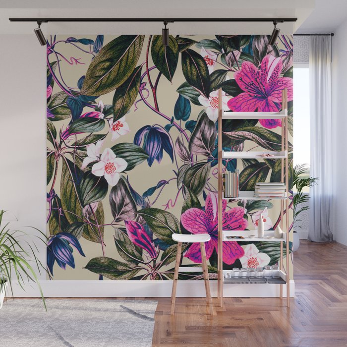 Pattern antique botanical flowers Wall Mural Gallery Image 1