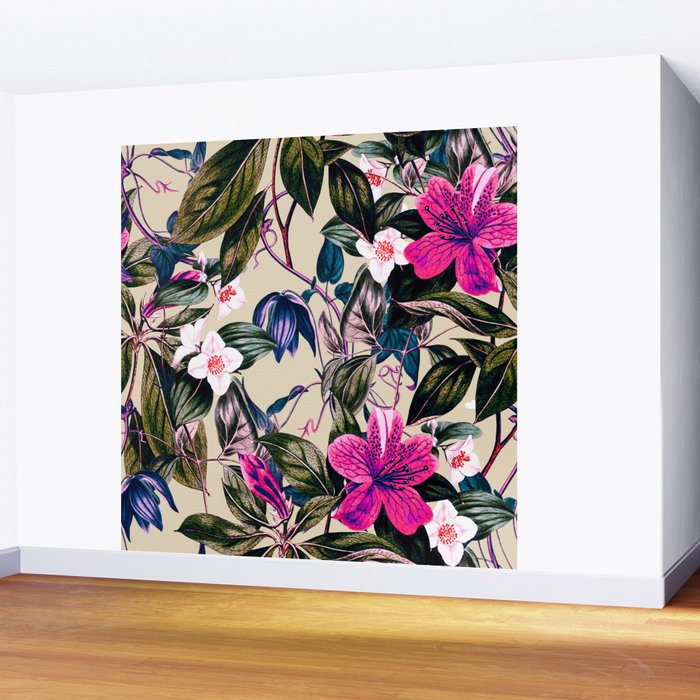 Pattern antique botanical flowers Wall Mural Gallery Image 2