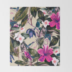 Pattern antique botanical flowers Throw Blanket Gallery Image 2