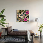 Pattern antique botanical flowers Wood Wall Art Gallery Image 2