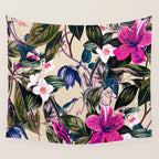 Pattern antique botanical flowers Wall Tapestry Gallery Image 4