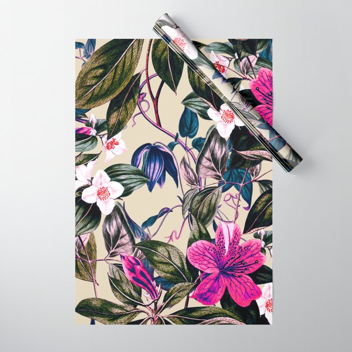 Pattern antique botanical flowers Wrapping Paper Gallery Image 1