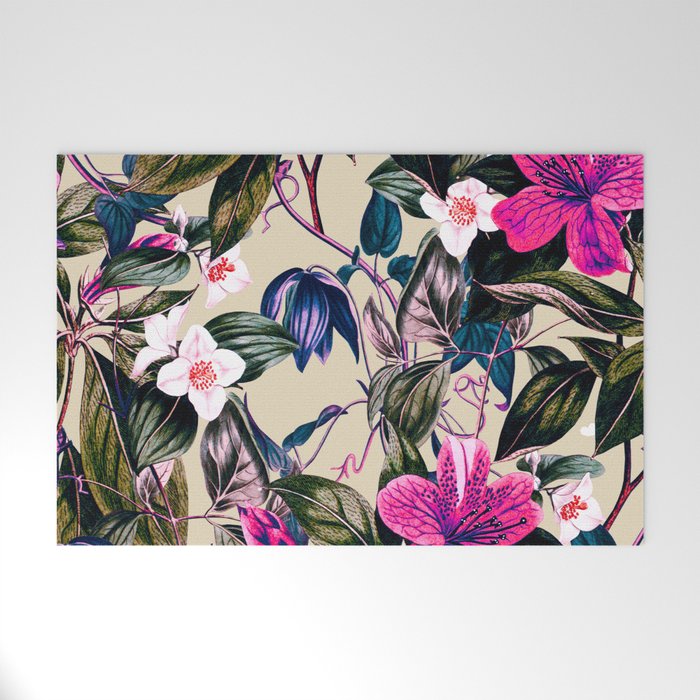 Pattern antique botanical flowers Welcome Mat Gallery Image 1