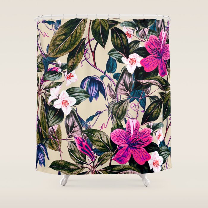 Pattern antique botanical flowers Shower Curtain Gallery Image 1