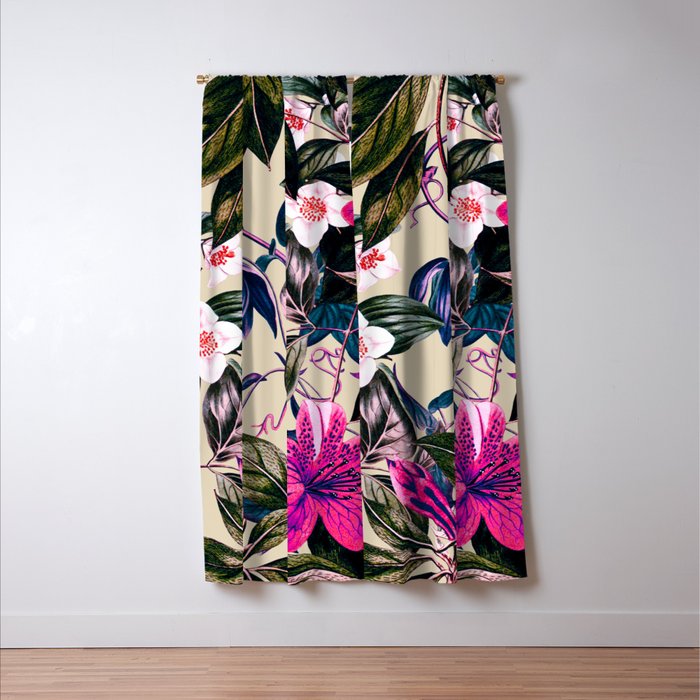 Pattern antique botanical flowers Window Curtain Gallery Image 3